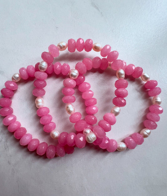 Pink Chai Moti Bracelets two pearls- Compassion