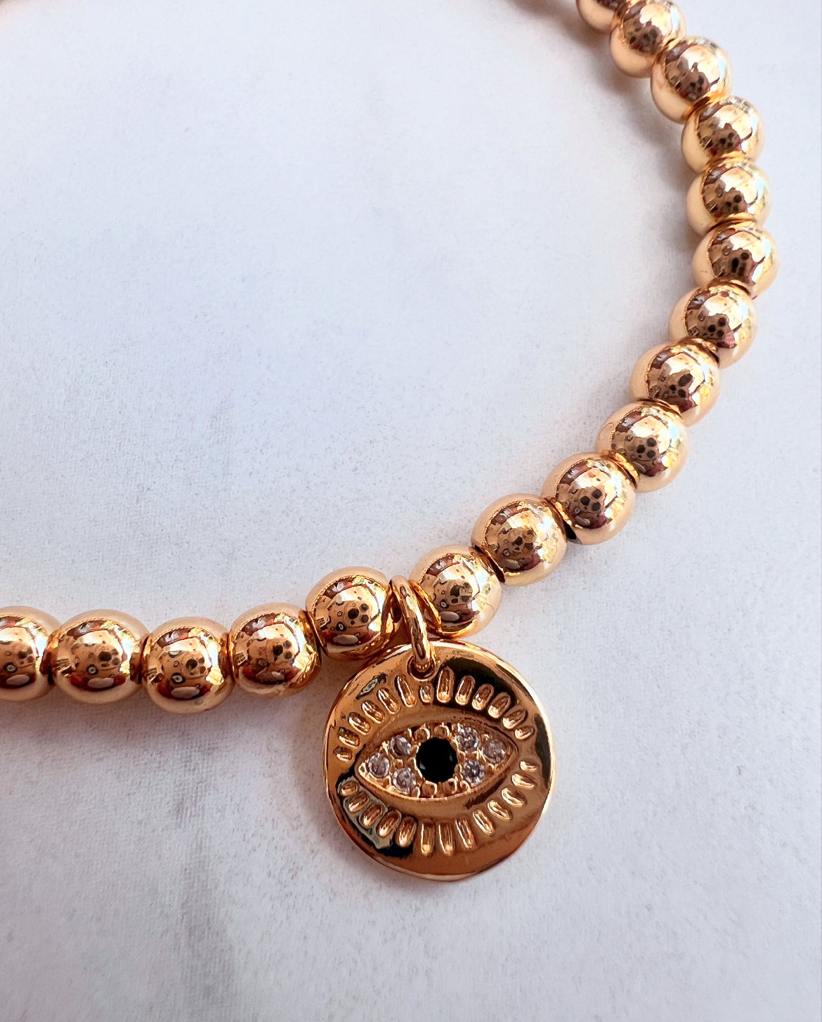 Mini Chamak bracelet with Hammered Evil Eye charm