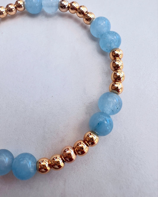 Mini Aquamarine Chamak Powerbead Bracelet- Courage