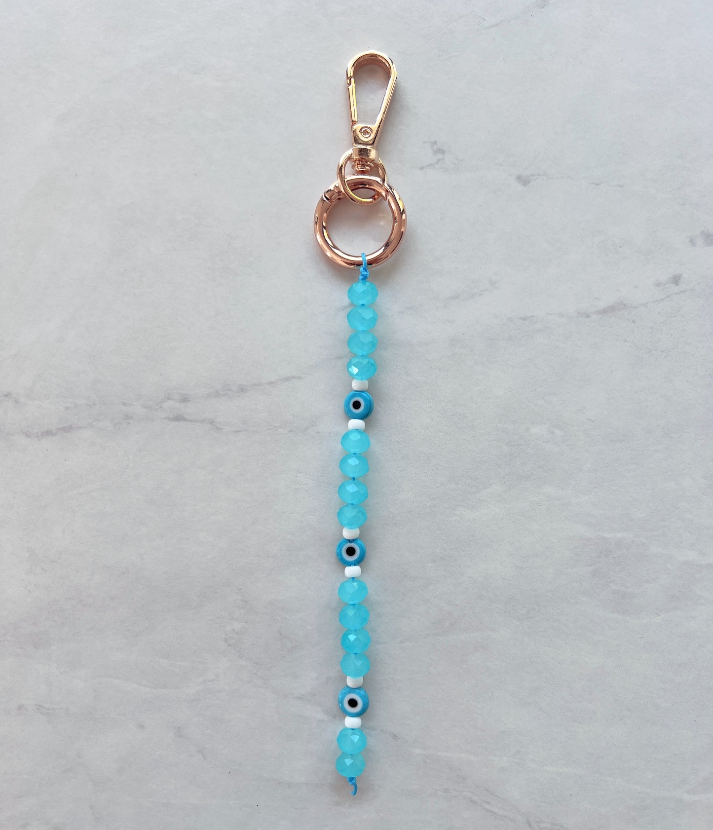 Blue Ice Evil eye bag charm- short