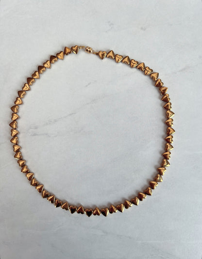 Magnetic Love necklace- Gold puff heart