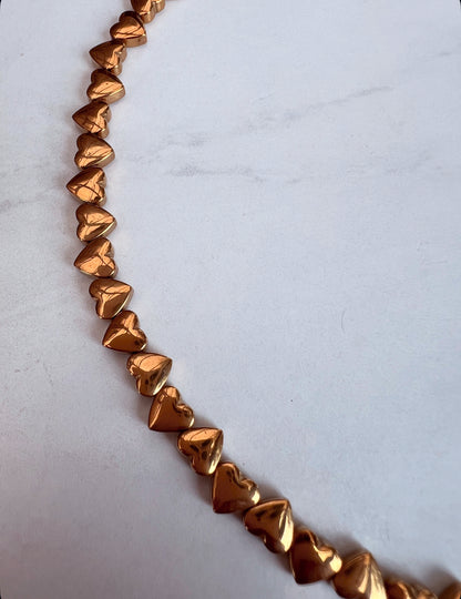 Magnetic Love necklace- Gold puff heart