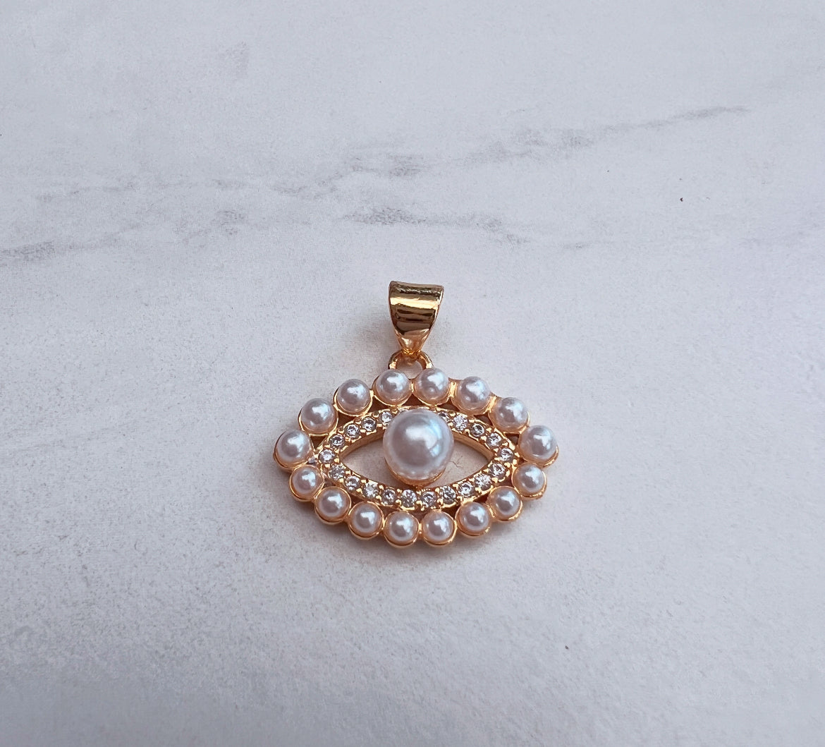 Gold and Pearl Evil Eye