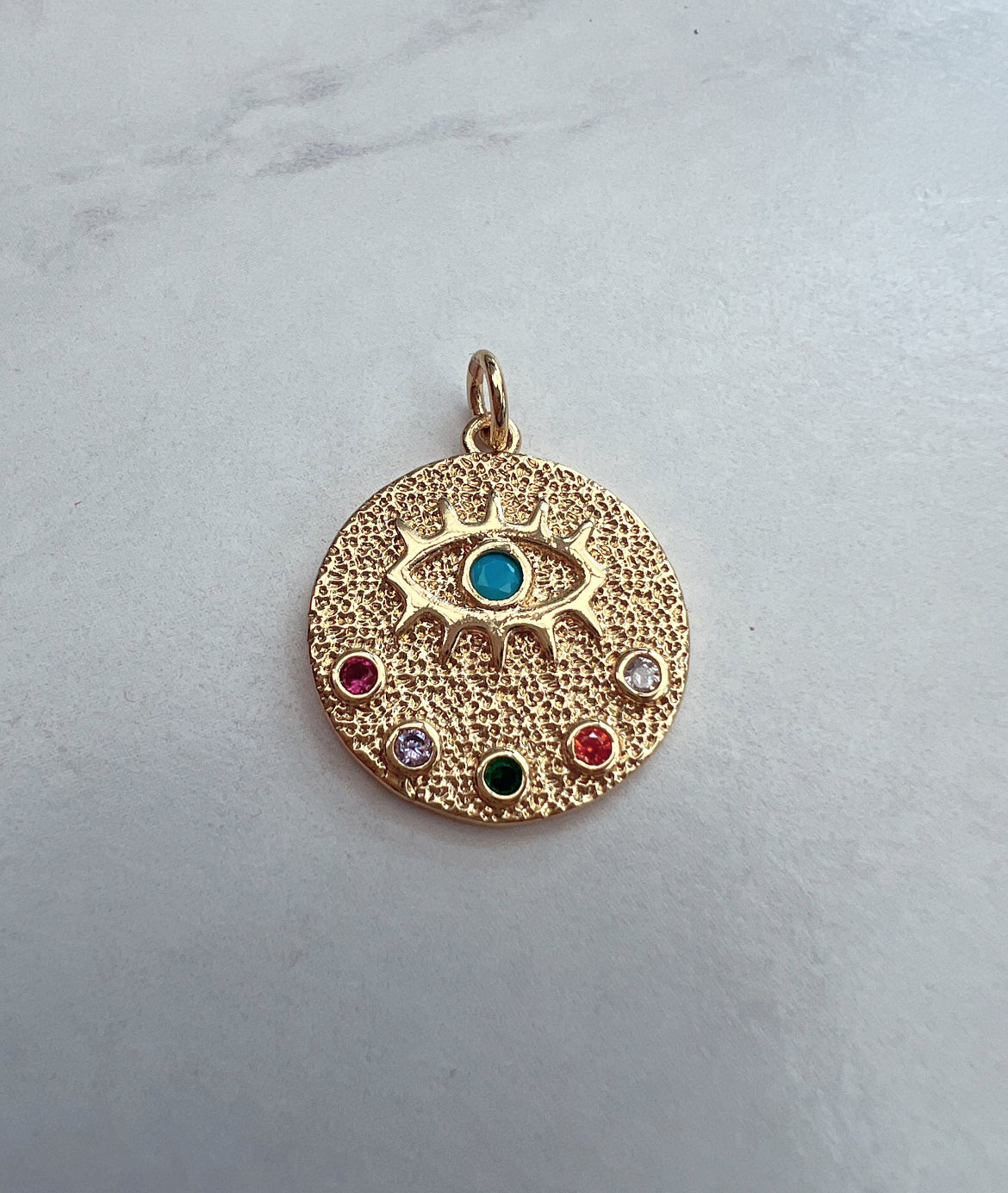 Round Evil Eye charm with crystals