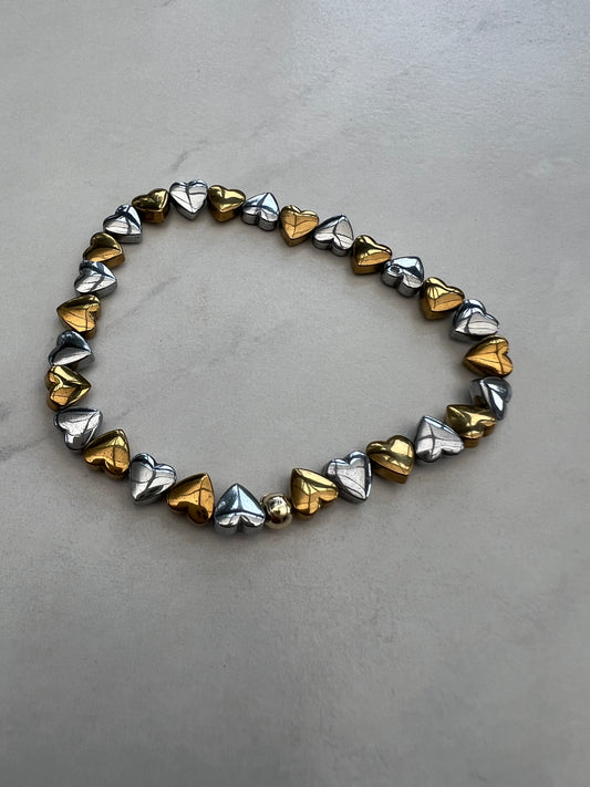 Puffy heart never ending love- Gold and Silver