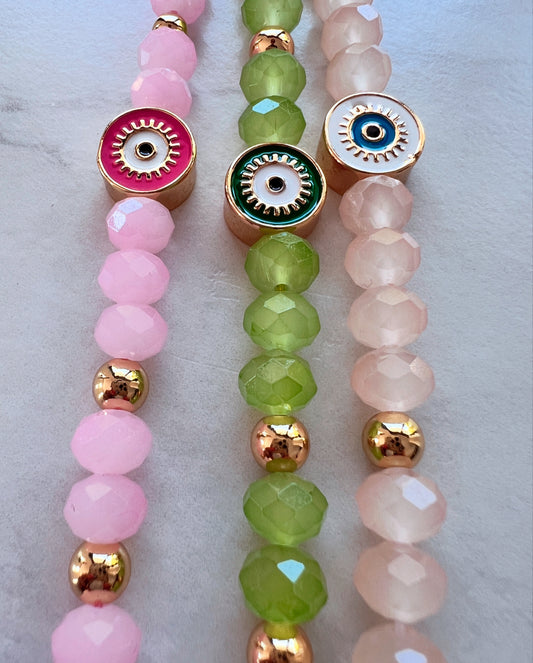 Cream Candy Eye bag charm- short
