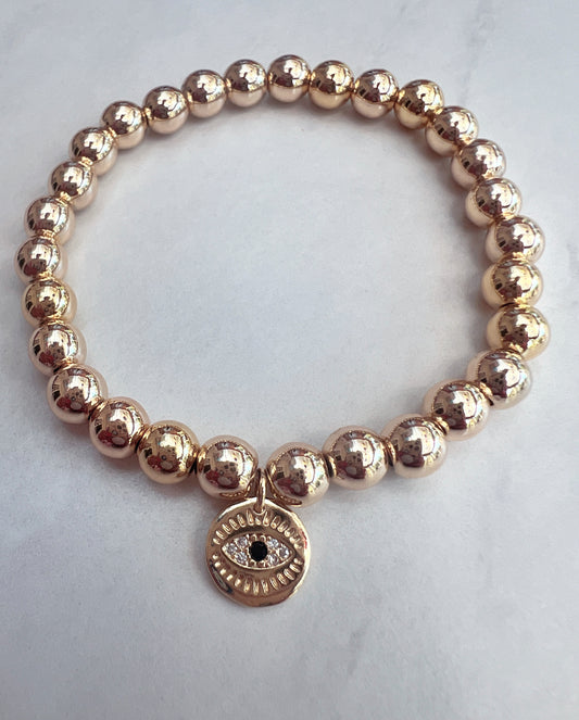 Chamak Bracelet with Evil Eye hammered charm