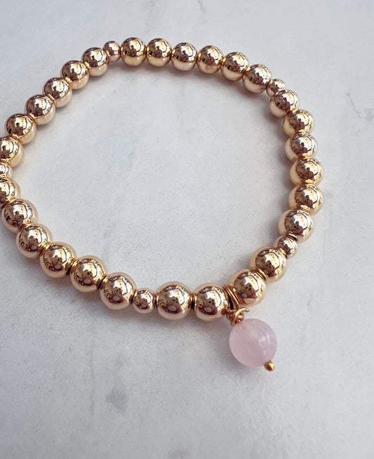 Rose Quartz charm Powerbead Bracelet
