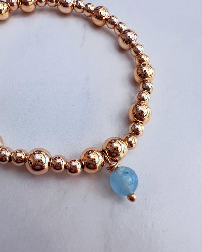 Aquamarine charm Powerbead Chamak bracelet