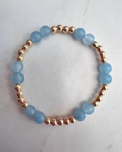 Mini Aquamarine Chamak Powerbead Bracelet- Courage