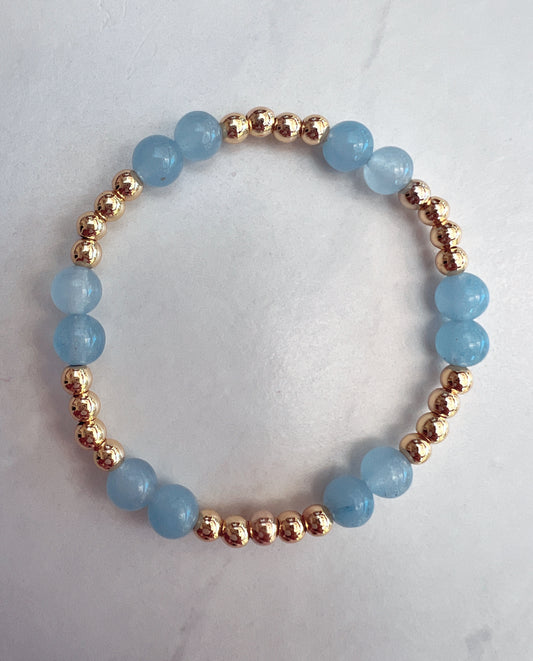 Mini Aquamarine Chamak Powerbead Bracelet- Courage