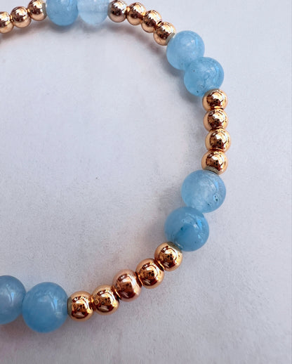 Mini Aquamarine Chamak Powerbead Bracelet- Courage