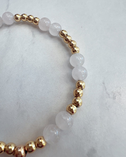 Mini Rose Quartz Chamak Powerbead Bracelet- Love